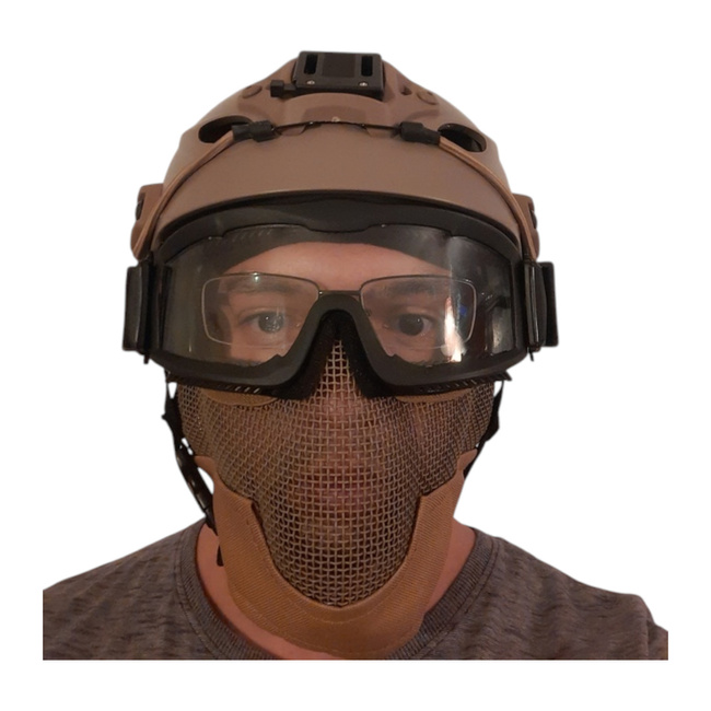 Face and Ear Protection Mask - Metal Mesh - Coyote - A.C.M.