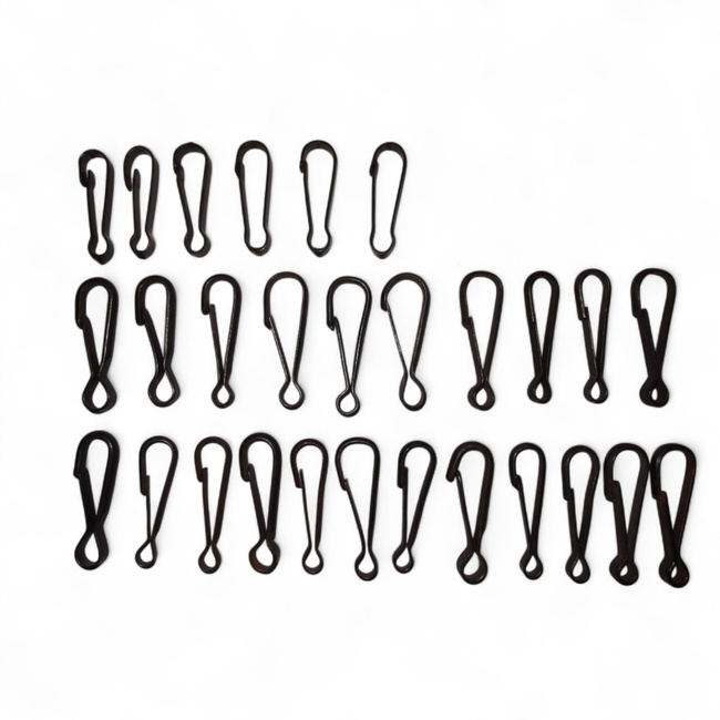 Simple Metal Carabiner - Military Surplus - Random Size - Black - Used