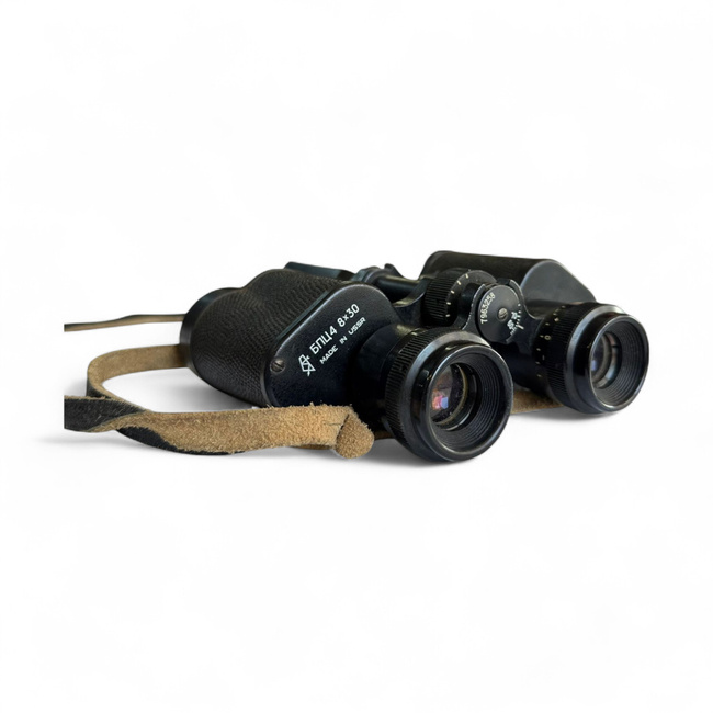 Vintage Binoculars with Neck Strap and Eyepiece Cover – БПЦ4 8x30 – USSR – Rare – Collectible – Military Surplus from the Romanian Army – In Good Condition