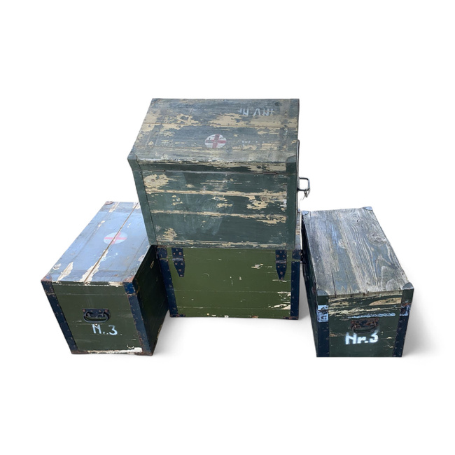 WOODEN MILITARY STORAGE CRATE - ROMANIAN ARMY SURPLUS - NO.3 - 65 x 37 x 46 CM