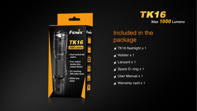 Flashlight Fenix TK16, water resistant