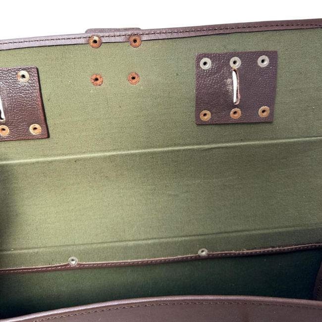 Vintage Briefcase - Faux Leather - 42 x 33 cm - Romanian Army Military Surplus - Brown - In Good Condition