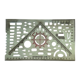 MILITARY RULER - RSR TEMPLATE - 1982 - COMMANDER’S LINE - ROMANIAN ARMY MILITARY SURPLUS - OLIVE GREEN - IN GOOD CONDITION