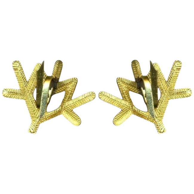 PAIR OF RANK INSIGNIA - MOUNTAIN HUNTERS - 1807 (VINTAGE) - ROMANIAN ARMY MILITARY SURPLUS - GOLDEN - IN GOOD CONDITION