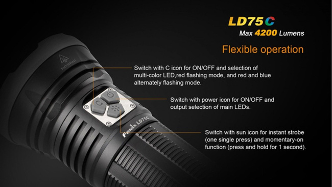 Flashlight Fenix LD75C, water resistant
