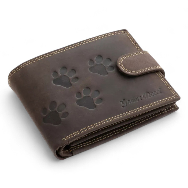 Leather Wallet for Hunters with Print - Dog Paw - GreenDeed