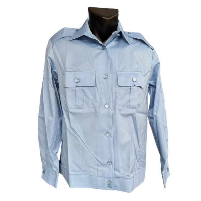 WOMEN'S CADRES SHIRT WITH POCKETS, EPAULETTES AND HEM  BAND - BLUE