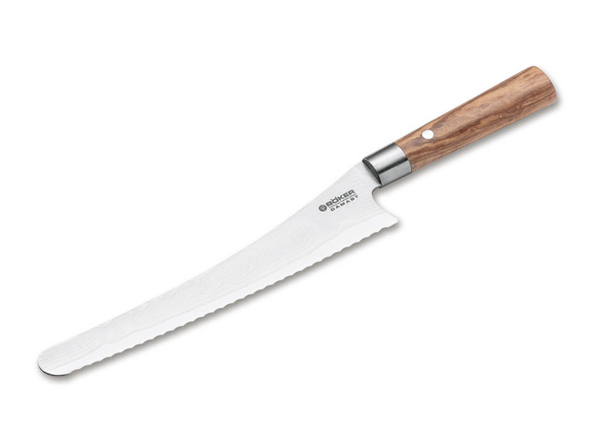 KITCHEN KNIFE DAMASCUS OLIVE BREAD KNIFE - BOKER