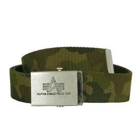 Alpha Industries Men's Belt Green Woodland Camo