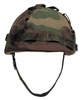 US Plastic Helmet, woodland, with cloth cover