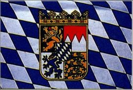 FLAG 30 x 46 cm with wooden stick BAVARIA HERALDRY