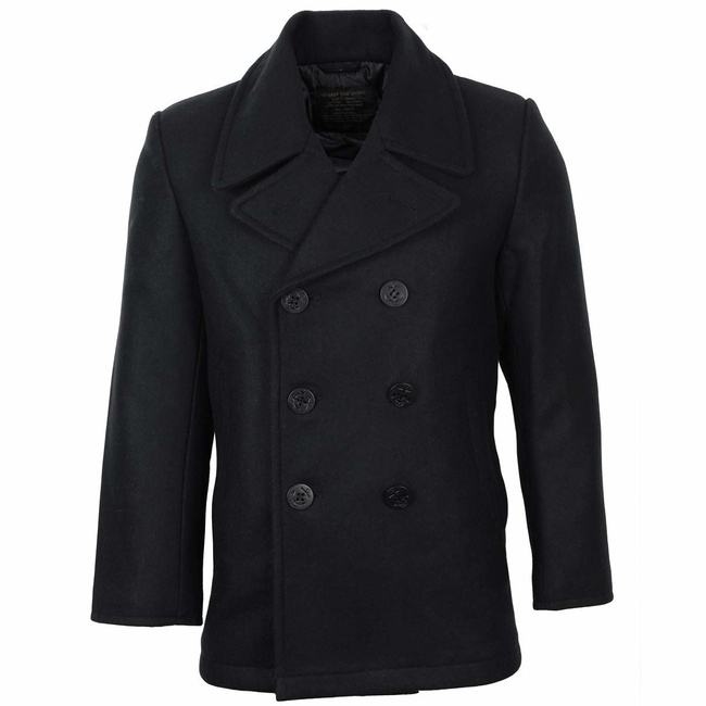 US BLACK NAVY WOOL PEACOAT BLACK BUTTONS