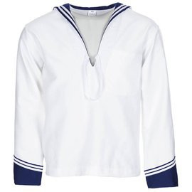 Italian Navy Sailor Shirt - Military Surplus - White/Navy Blue - Like New