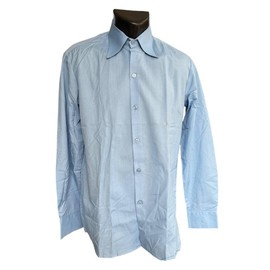 THIN SUMMER OFFICERS SHIRT - LIGHT BLUE - MILITARY SURPLUS ROMANIAN ARMY - LIKE NEW