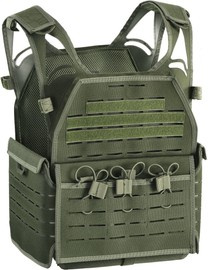 TACTICAL VEST FOR BALLISTIC PLATES - LASERCUT, WITH MOLLE SYSTEM - Defcon 5® - OD GREEN