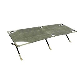 FOLDING BED WITH STEEL FRAME - FRENCH ARMY SURPLUS - OD GREEN - good condition