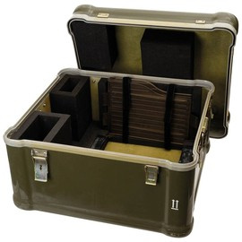 FIBREGLASS TRANSPORT BOX - OD GREEN - 60 x 56 x 39 CM - POLISH MILITARY SURPLUS - USED