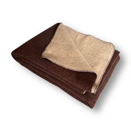 Merino Wool Blanket - Chocolat Model - 150x200 cm - 1800 g - Double-Sided (Light Brown/Dark Brown)