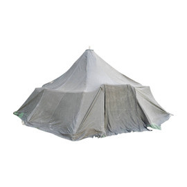 PYRAMIDAL TENT WITH TENT STOVE AND POLES - SWEDISH ARMY MILITARY SURPLUS - GREEN OD - USED