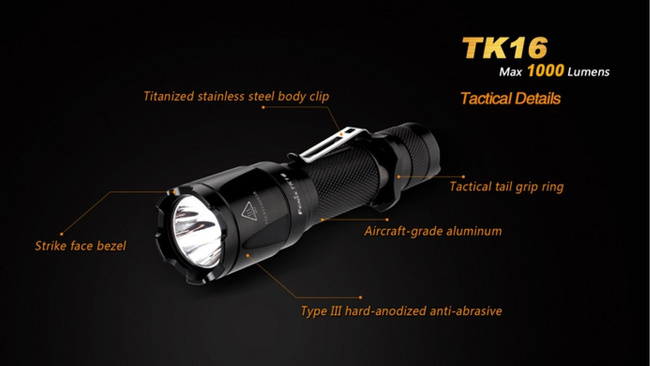 Flashlight Fenix TK16, water resistant