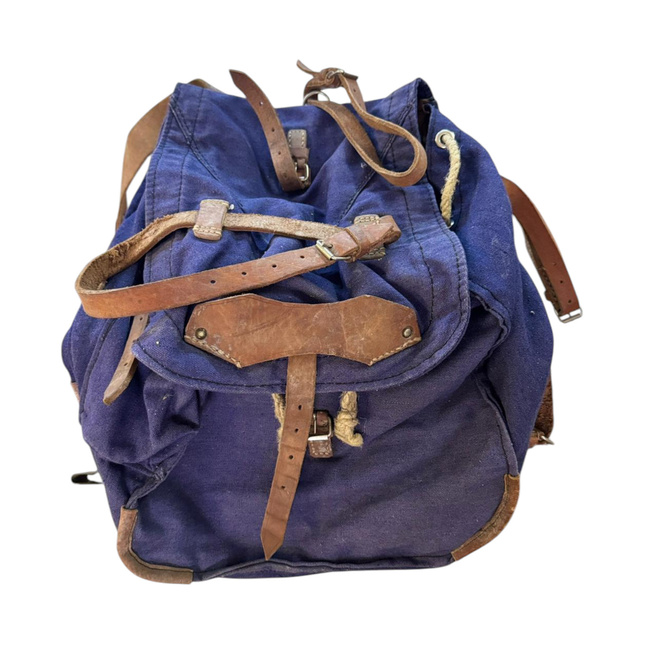 VINTAGE MILITARY RUCKSAK - COLD WAR ROMANIAN ARMY RARE SURPLUS - BLUE - IN GOOD CONDITION