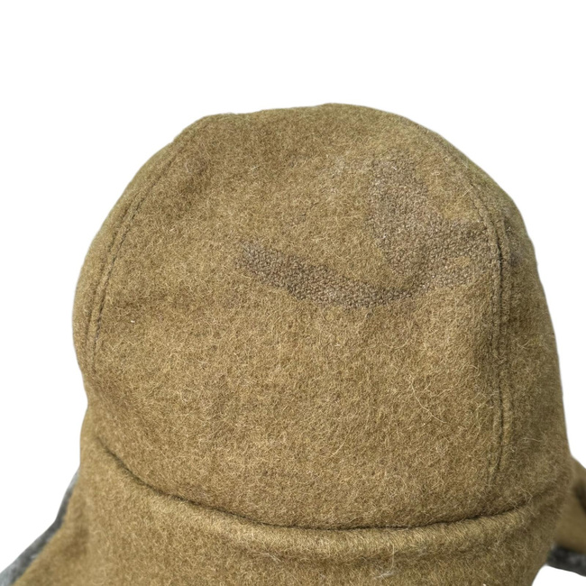 CLOTH CAP WITH FUR - GREEN - MILITARY SURPLUS ROMANIAN ARMY - USED