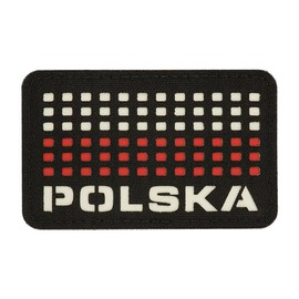 POLSKA PATCH (with flag) - 50 x 80 mm - LASER CUT - BLACK/WHITE/RED - M-TAC