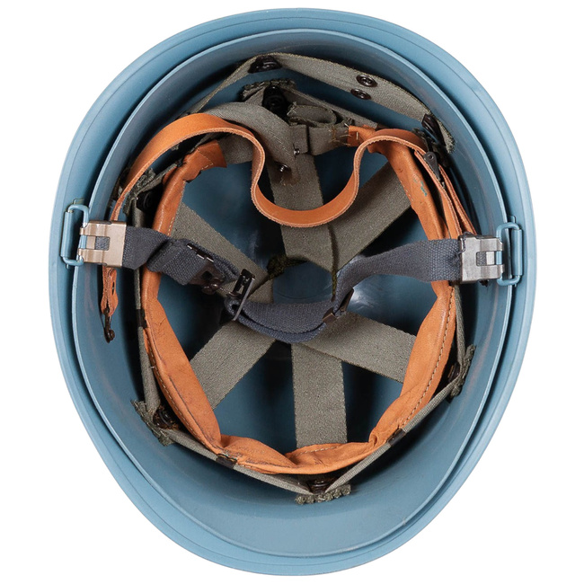 HELMET WITH PVC INNER LINING - M51 - BELGIAN ARMY MILITARY SURPLUS - LIGHT BLUE - USED