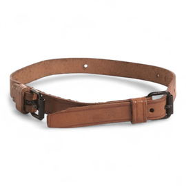 Leather Belt - 25 mm x 145 cm - East German Army Military Surplus NVA - Brown - Used