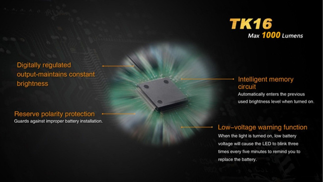 Flashlight Fenix TK16, water resistant