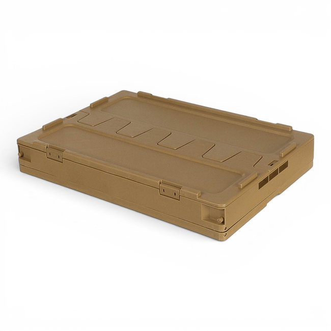 Foldable Plastic Storage Box with Hinged Lid - 60 L - Khaki - MFH