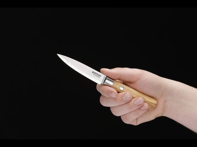 KITCHEN KNIFE DAMASCUS OLIVE OFFICE KNIFE - BOKER