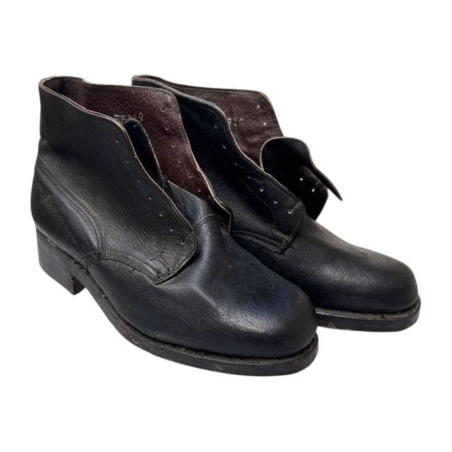 Leather Lace-Up Boots - Clujana - Romanian Army Military Surplus - Black - Good Condition