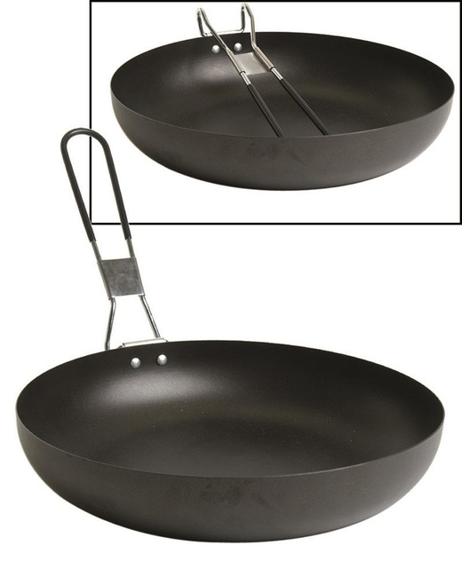 STEEL CAMPING PAN WITH COLLAPSIBLE HANDLE - DIAMETER 25 CM - Mil-Tec