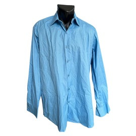 THIN SUMMER OFFICERS SHIRT - BLUE - MILITARY SURPLUS ROMANIAN ARMY - LIKE NEW