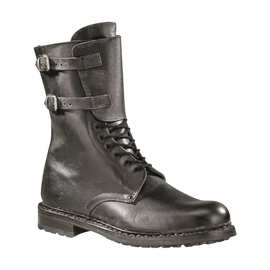 LEATHER BOOTS WITH RUBBER SOLES - MILITARY SURPLUS FROM THE ITALIAN ARMY - BLACK - USED