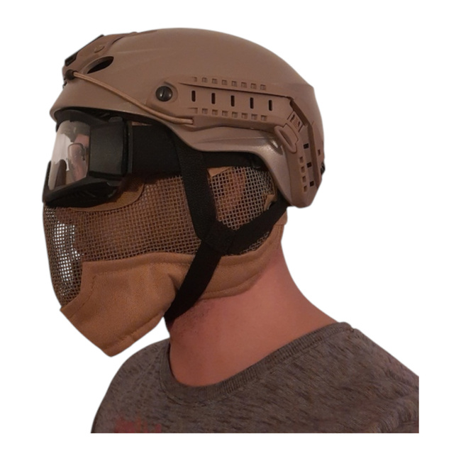 Face and Ear Protection Mask - Metal Mesh - Coyote - A.C.M.