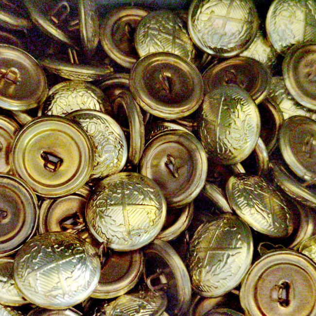 Golden metal buttons - 2.1 cm - SURPLUS MILITARY ROMANIAN ARMY - TERRESTRIAL FORTS