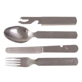 SET OF 4 STAINLESS STEEL CUTLERY - EAST GERMAN ARMY MILITARY SURPLUS - BW - USED