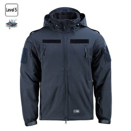 SOFTSHELL WINTER JACKET WITH LINING - M-TAC - NAVY BLUE - WITH VELCRO PANELS AND EPAULETS