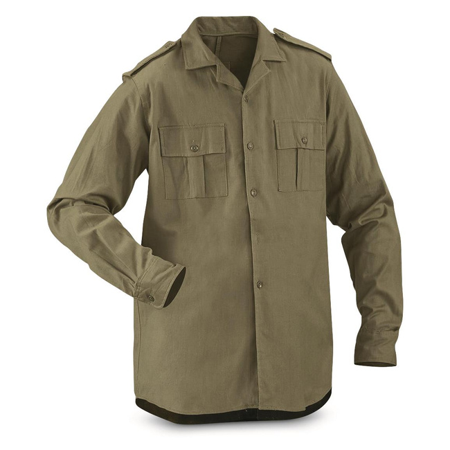 OLIVE SHIRT - COLD WAR ERA - ROMANIAN ARMY SURPLUS - USED 