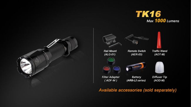 Flashlight Fenix TK16, water resistant