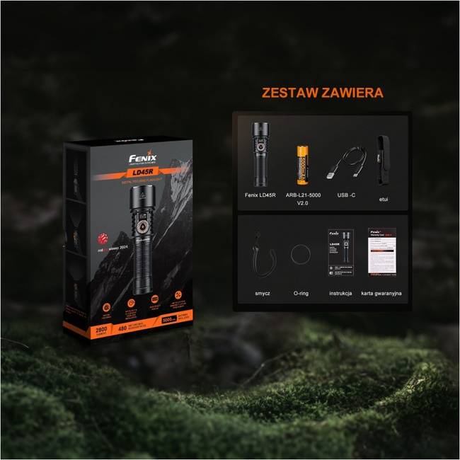 LD45R Tactical Flashlight - Fenix - Black