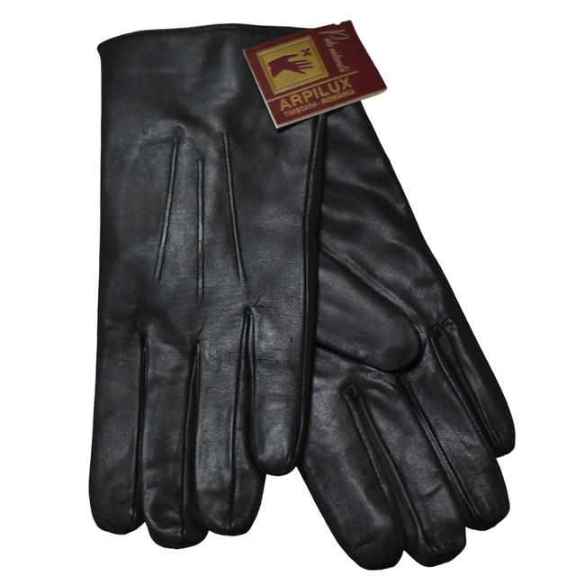MEN S LEATHER GLOVES - BLACK - MILITARY SURPLUS ROMANIAN ARMY - LIKE NEW
