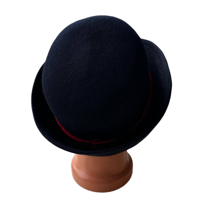 WOOLEN HAT - NAVY BLUE WITH RED STRIPE - ROMANIAN ARMY MILITARY SURPLUS - LIKE NEW