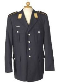 GERMAN UNIFORM JACKET - AIR FORCE - BLUE - MILITARY SURPLUS - USED - 46-56