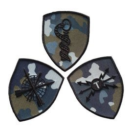 EMBLEMA SEMN DE ARMA MANECA SCUT - AUTO - BRODATA PE SUPORT COMBAT CAMUFLAJ FORTE AERIENE CU FIR NEGRU