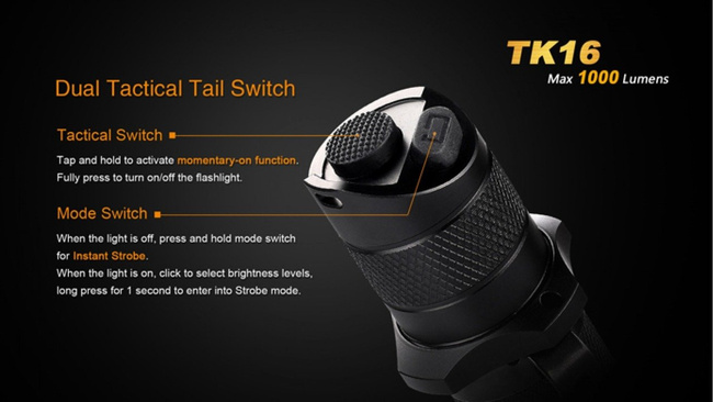 Flashlight Fenix TK16, water resistant