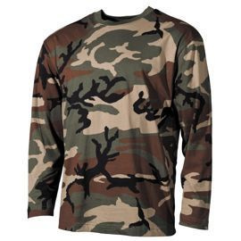 US SHIRT WITH LONG SLEEVES 170G/M2 - MFH® - WOODLAND
