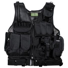 Vest, "USMC", with belt, holster, var. pouches, Black
